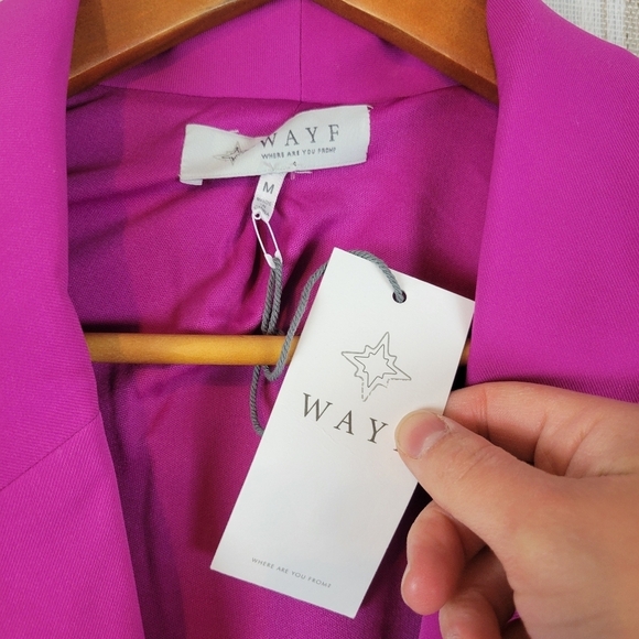 NEW WAYF Single Button Blazer Suit Jacket Pink Purple Size Medium - Picture 3 of 10